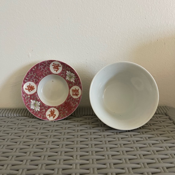 Antique Chinese Jiangxi, Jingdezhen Longevity Cup and matching Saucer hand paint - Picture 2 of 13